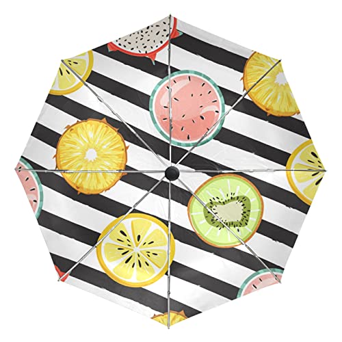 Parapluie automatique anti-UV et coupe-vent imprimé tropical Vnurnrn