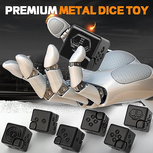 Image of 2-in-1 Metal Infinity Cube Spinner Fidget Toy for Adults Teens, Cool Magnetic Dice Puzzle Cube Desk Gadget, Gift for Men Boy Father (Black)