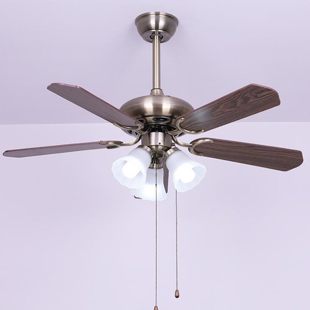 Ventilateur de plafond avec lampe rétro américaine et pales en bois économie d'énergie