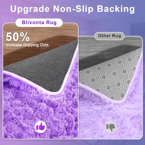 Purple Area Rugs for Bedroom Living Room, 5x7 Soft Fluffy Fuzzy Shag Plush Furry Carpet, Large Indoor Floor Mat for Kids Nursery Home Dorm Office Decor Aesthetic