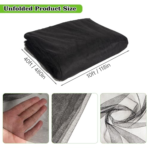 39x10Ft Mosquito Netting Garden Mesh Netting,Fly Bird Net Barrier Hunting Blind Plant Protecting Net, 3x12m Black - Image 3