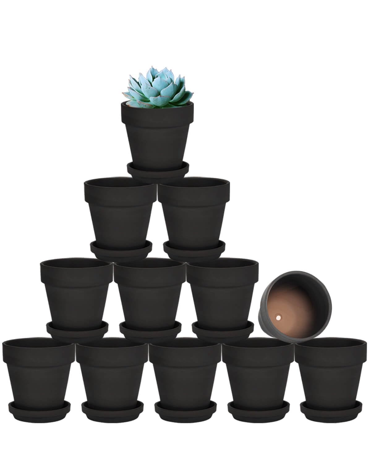 Amazon.com: vensovo 3 inch Black Terracotta Clay Pots for Plants