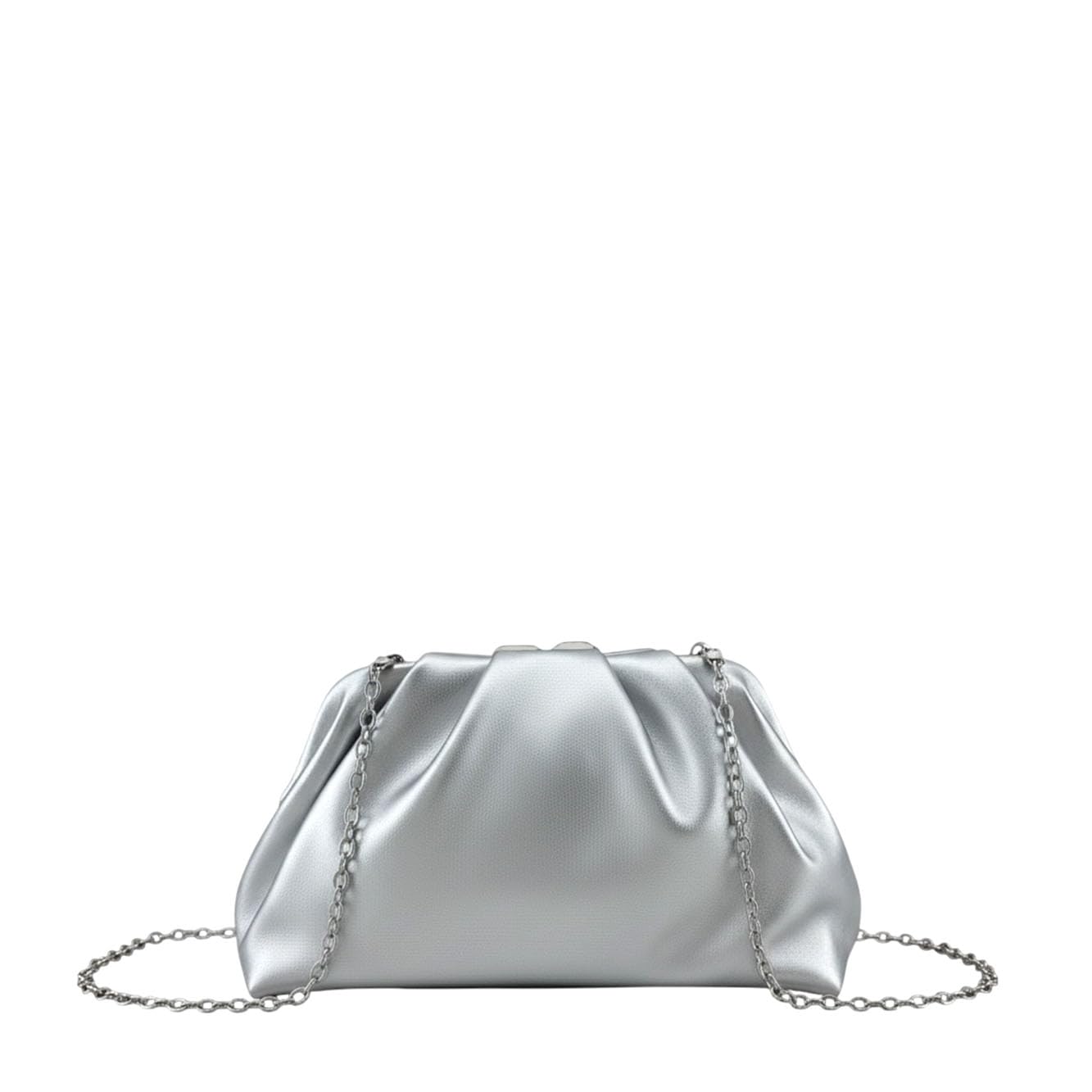 MODELISA - Bolso de Mano de Fiesta Tipo Clutch para Mujer, Cartera de Fiesta con Pliegues y Cadena de Hombro Desmontable