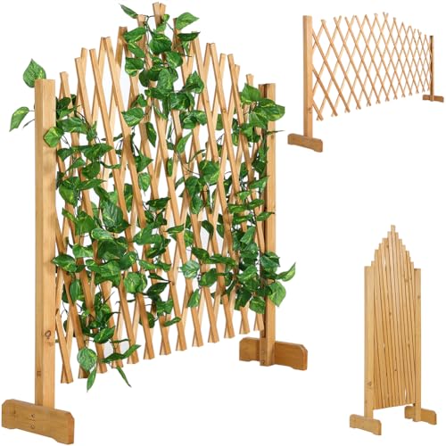 BAKAJI Recinzione a Traliccio Estensibile fino a 180 cm in legno, Pannello Grigliato in legno per Rampicanti, Fioriera Divisorio per Piante da Esterno, Giardino, Balcone, Cancello Separè Privacy