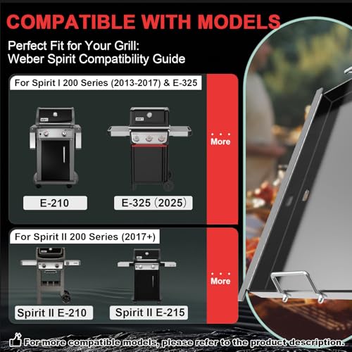 Image of Spirit E-325 Flat Top Griddle Insert for Weber GS4 Spirit II & I 200 Grills, Full Size Griddle Plate for Weber Spirit E-210 S210 E-220 S-220 S-210 S-215 Grill Parts, for Weber 7637 Grates Carbon Steel