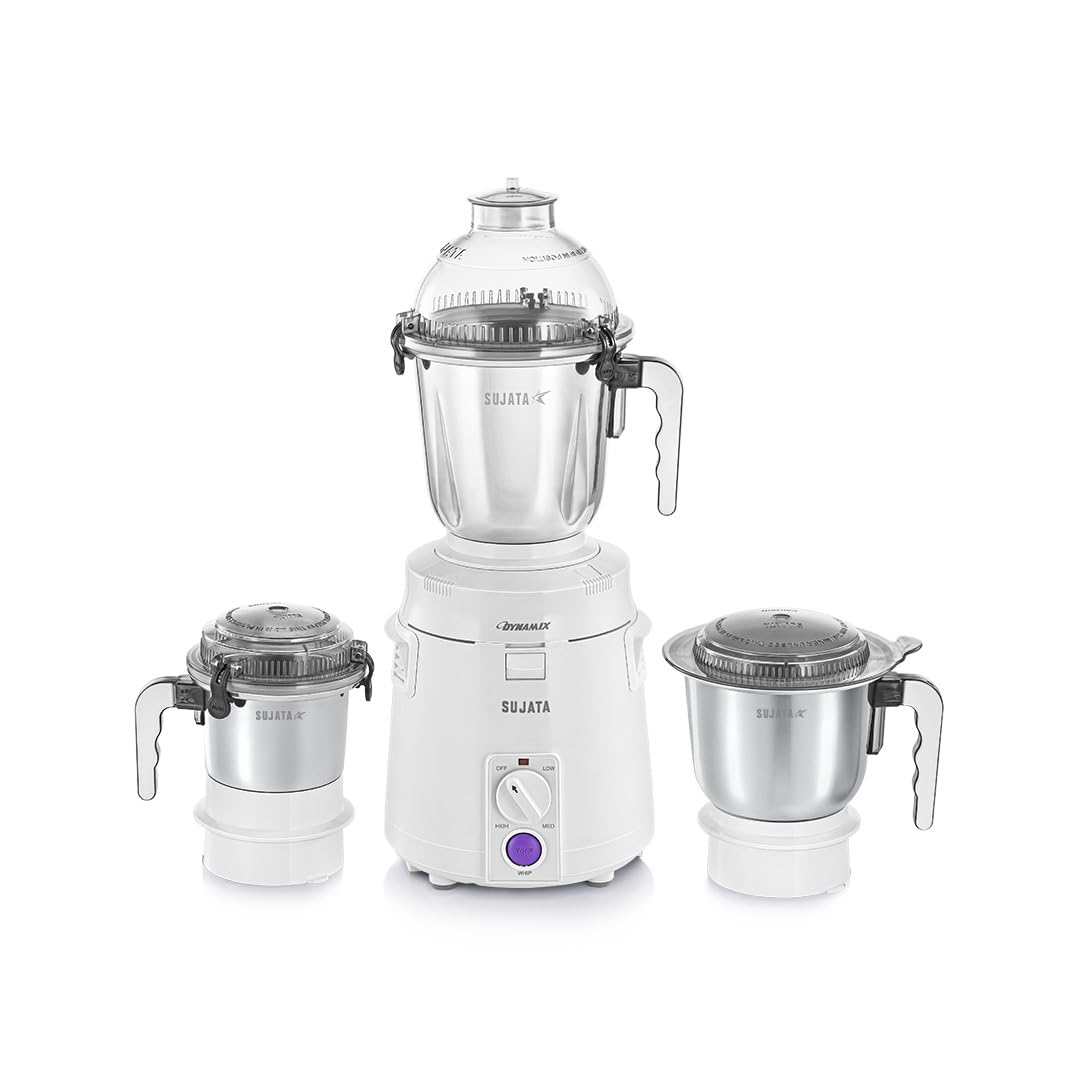 Dynamix 900 Watts Mixer Grinder | 22000 Rotations Per Min | 90 Minutes Continuous Running | 3 Versatile Jars 1500 ml, 1000 ml and 500 ml (White)