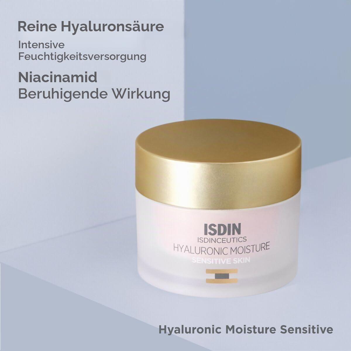 ISDIN ISDINCEUTICS Hyaluronic Moisture Sensitive Skin, leichte, feuchtigkeitsspendende Gesichtscreme mit Hyaluronsäure und Niacinamid für empfindliche Haut, 50 g