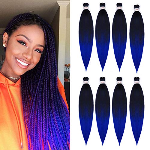 Pre-stretched Braiding Hair Ombre Easy Braid Professional Itch Free Synthetic Fiber Corchet Braids Yaki Straight Texture Hair Extensions 8 packs Braid Hair 26 Inch(T1B/SF4#)