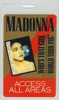 Madonna 1987 Who's That Girl Tour Laminated Backstage Pass All Access