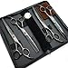 7.0in Titanium Professional dog Grooming Scissors set,Straight & Thinning & Curved scissors 4pcs set for Dog grooming (Bright black)