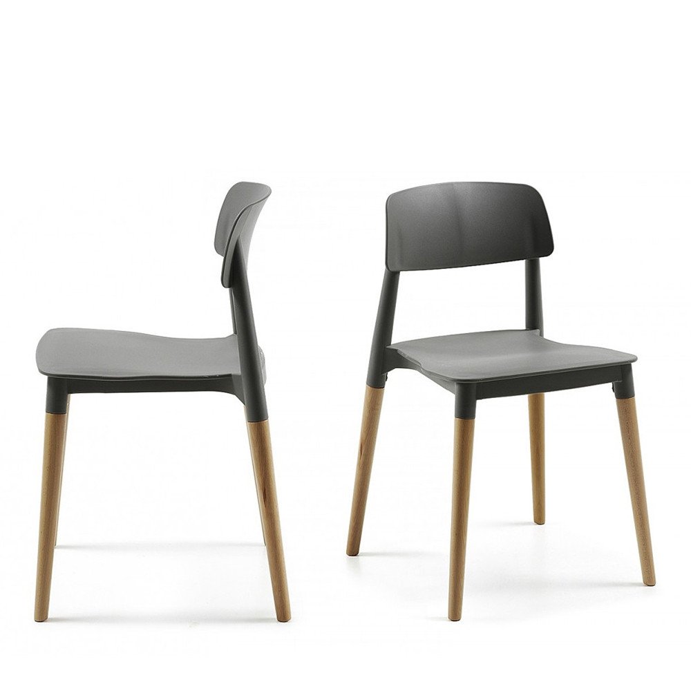 Chaise Glamwood lot de 2 chaises de salle à manger DRAWER noires confortables