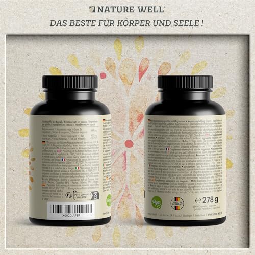 Magnesium Kapseln 365x - 668mg Magnesium-Oxid, davon 400mg Magnesium pro Kapsel - sehr hoher Magnesium-Gehalt (60%) - Laborgeprüft mit Zertifikat - 100% vegan - Vorrat für ein volles Jahr