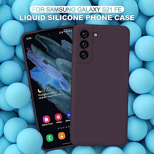 Image of DIZORO Liquid Silicone Case with Microfiber Coushioning Compatible for Samsung Galaxy S21 Shockproof Slim Back Cover, Gel Rubber Full Body Protection (Deep Purple)