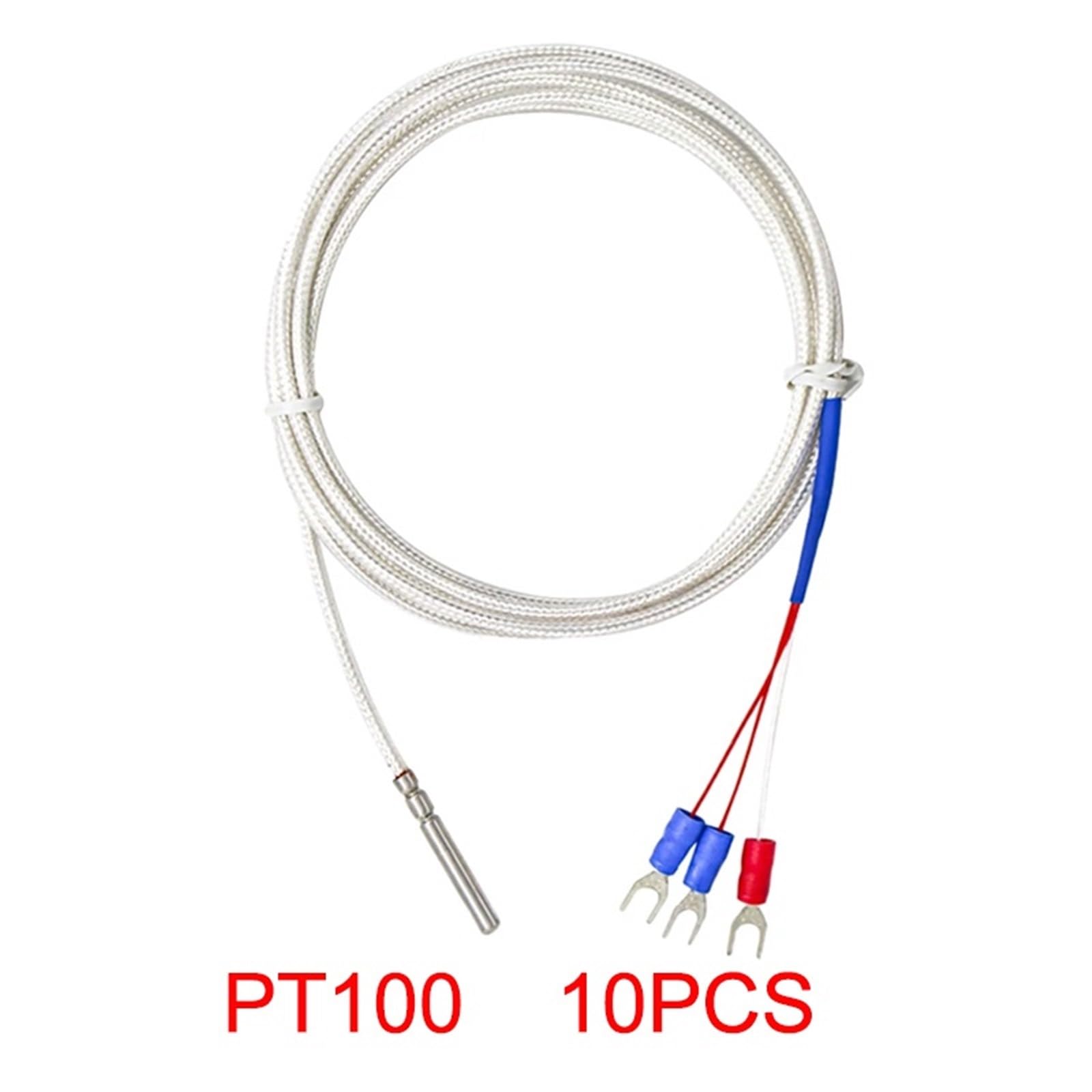 10 Piezas PT100 Sensor de Temperatura Platino Resistencia térmica Acoplamiento de calefacción Impermeable a Prueba de Aceite de Tres Cables(10PCS -PT100 1M)
