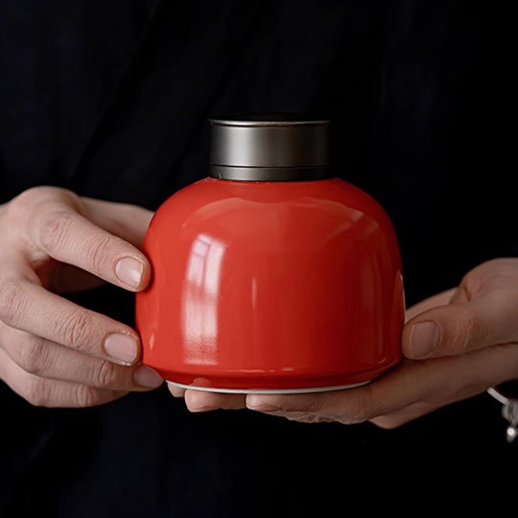 Organizador de Bolsitas de Té Latas de té de cerámica, latas selladas de doble capa con tapa de aleación for almacén de té, latas de almacenamiento simples, latas de almacenamiento de té negro Organiz