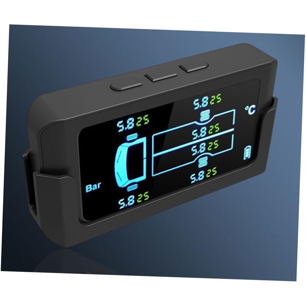 Lurrose Sistema di Monitoraggio Pressione Pneumatici Solare Wireless per Camion Grandi e Autobus 6 Sensori Esterni in ABS e PC Supporto Ricarica Energia Solare