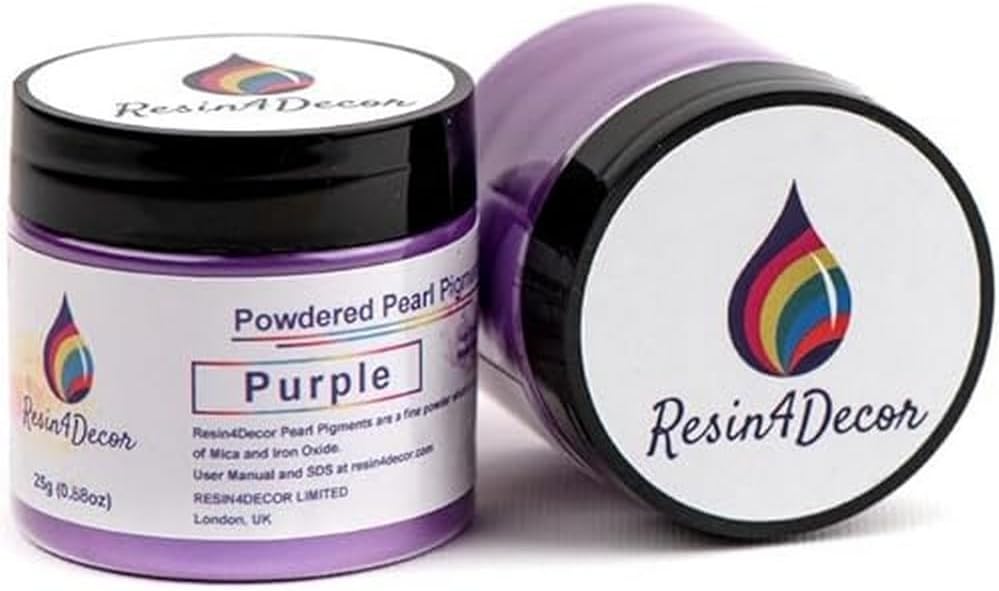 RESIN4DECOR Pearlescent Metallic Powdered Mica Pigment - Strong Colour Purity and Depth, Non-Toxic Titanium Dioxide - for Makeup, Epoxy Resin Crafts, Jewellery, Canvas, DIY Art - Purple, 25g