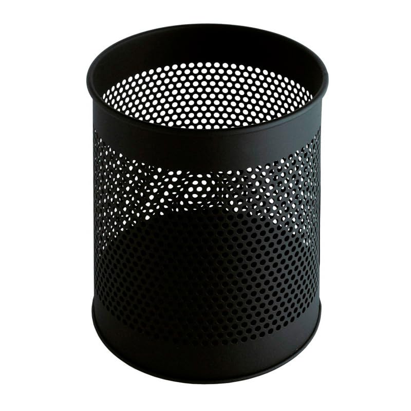 PROREGAL Runder perforierter Papierkorb aus Metall | 15 Liter, HxØ 32x26cm | Schwarz