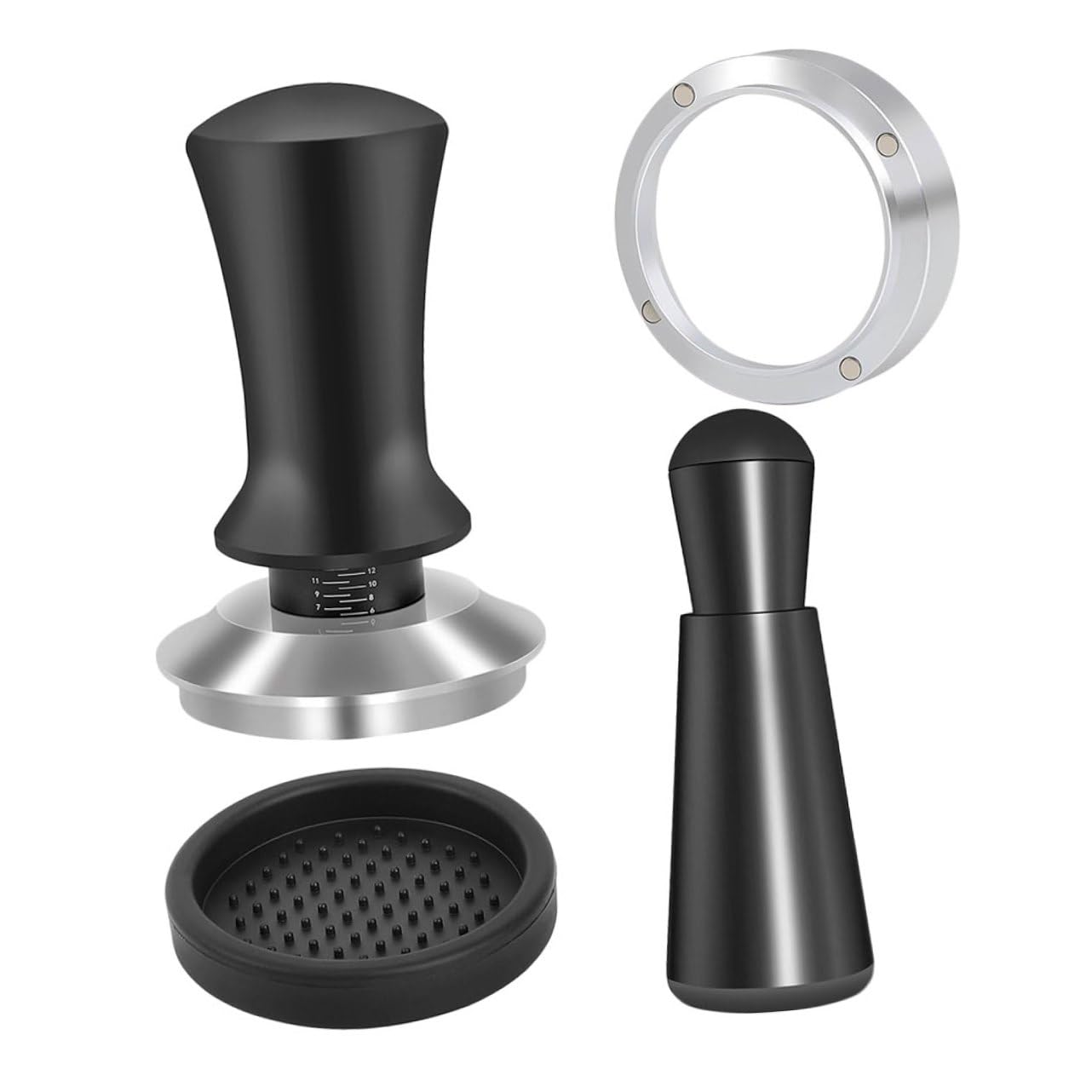 Holibanna Espresso-werkzeugset mit Edelstahltrichter Dosiertrichter und Espressopresse Kaffeezubehör für Espresso-verteiler und Präzises Tampen Edelstahl