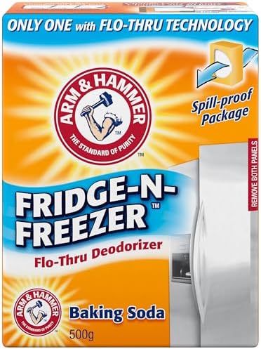 Arm & Hammer Fridge-N-Freezer Baking Soda Deodorizer, 500 g – Flo-Thru Vent Design, Odor Eliminator for Fridge & Freezer