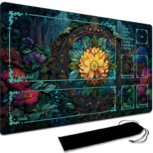 Board Game MTG Playmat + Black Waterproof Bag, Stitched Edges, Smooth Rubber Surface, MTG PlayMat With Zones (An Original Playmat) (With Zone,2)