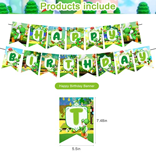 Image of Yoshi Party Decorations,Yoshi Birthday Party Supplies Includes Banner - Cake Topper - 24 Cupcake Toppers - 18 Balloons