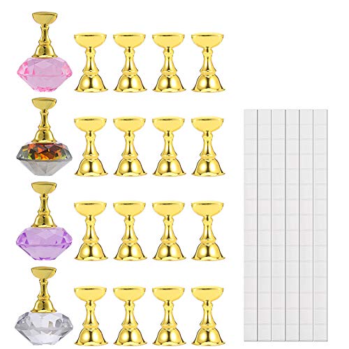 Spiralization Direct 4 Sets Crystal Nail Display Stand Nail Tip Practice Display Holder Magnetic Fingernail Art Tip Practice Stand and 96 Pieces White Reusable Adhesive Putty
