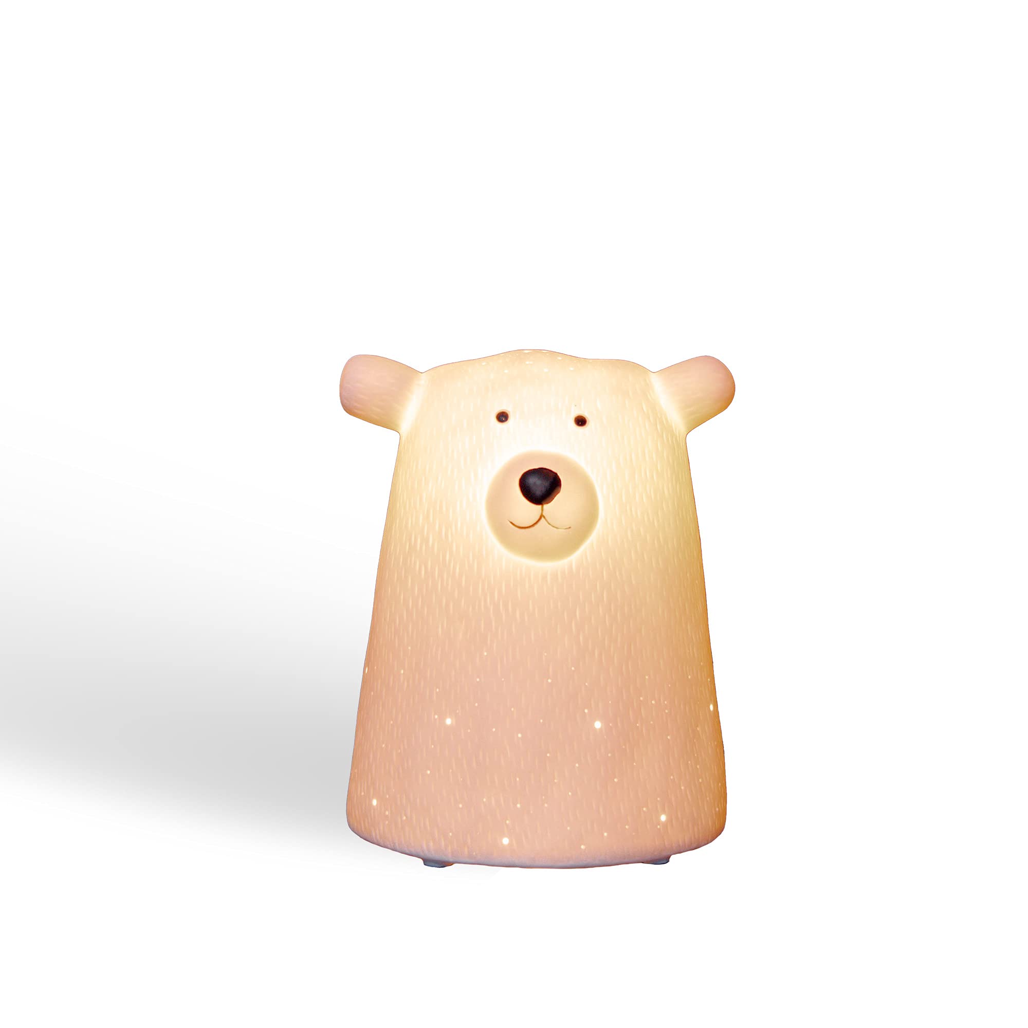 Porcelain Bear Night Light – Handcrafted with Perforated Design, Perfect for Kids and Adults, Safe and Stylish Bedside Lamp