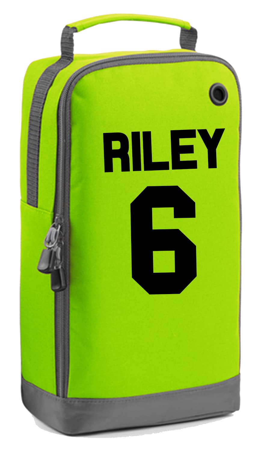 Personalised Name and Number Boot Bag Football Boots Custom Children's Sports Bags Rugby PE Gym Kit Back to School for Girls Kids (Lime-Green-Black)