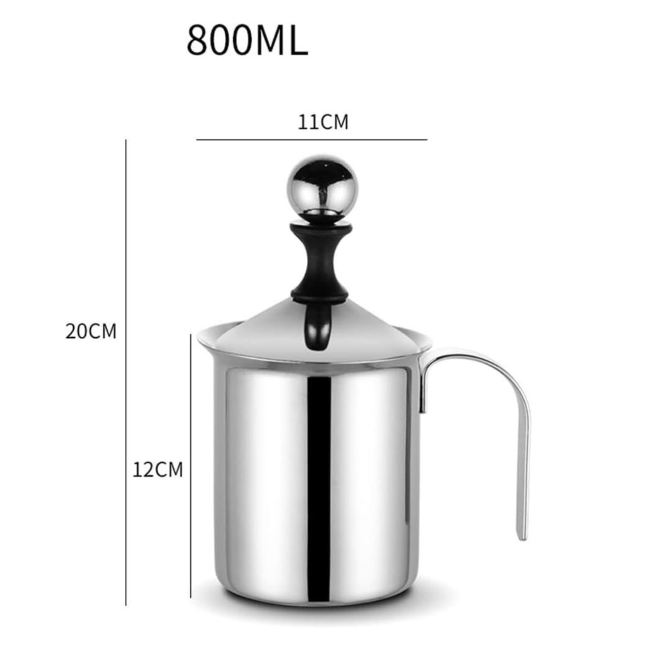 Spieniacz do mleka Pompa Ręczna Ze Stali Nierdzewnej Spieniacz Do Mleka Ręczna Maszyna Do Spieniania Mleka Kubek Do Kawy Cappuccino Latte Cocktails Sok(800ml)