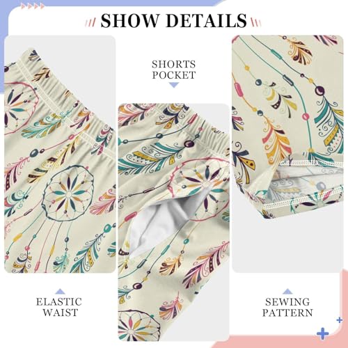 ZZXXB Dream Catcher and Feather Boys Long Pants Soft Trousers Elastic Waist Kids Lounge Bottoms with Pockets S-XL4