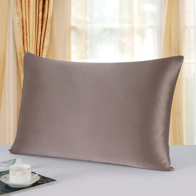 townssilk Federa di seta,100% naturale seta di gelso 19momme,doppia faccia,benefica per capelli e pelle,federa seta cuscino,ipoallergenica,cerniera nascosta,600 fili,1 pz,50x80cm,Graypurple