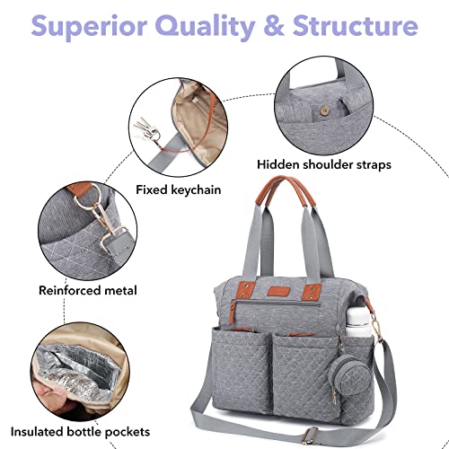 Beaulyn Diaper Bag Tote With Pacifier Case And Changing Pad, Large Capacity Travel Baby Diaper Bag Backpack For Mom Dad #TOP3