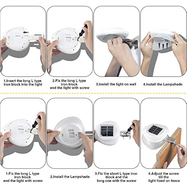 ROSHWEY Solar Fence Lights Outdoor Wall Gutter Light, Warm White, 6 Pack