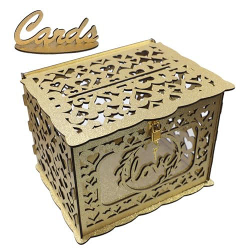 OKUMEYR 1set Wooden Card Box for Wedding Reception Rustic Collectible Keepsake Storage for Cards Envelopes for Anniversaries Graduations Special Occasions