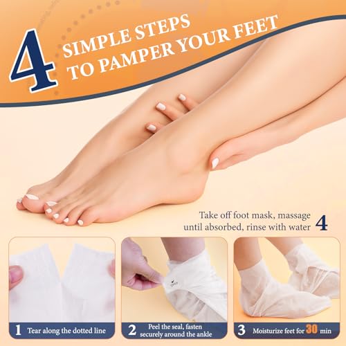 Z:SEA Foot Peeling Mask 5 Pack, Foot Mask for Dry, Cracked Feet, Exfoliator Peel Off Calluses Dead Skin, Repairs & Softens Rough Skin, Foot Spa Moisturizing Socks with Urea, Shea Butter, Jojoba oil - Image 3