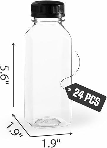 Miniatura 2 de Hammont Botellas de plástico con tapas, botellas transparentes de café helado y jugo, paquete de 24 botellas reutilizables para jugo, ideal para