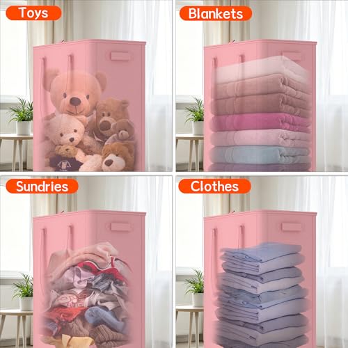 Image of Slim Laundry Hamper with Wheels,15 Gal (55L) Rolling Laundry Basket with lid and wheels Clothes Hamper Foldable Tall Dirty Clothes Basket Sturdy Collapsible Clothes Hamper for Dorm,Laundry Room