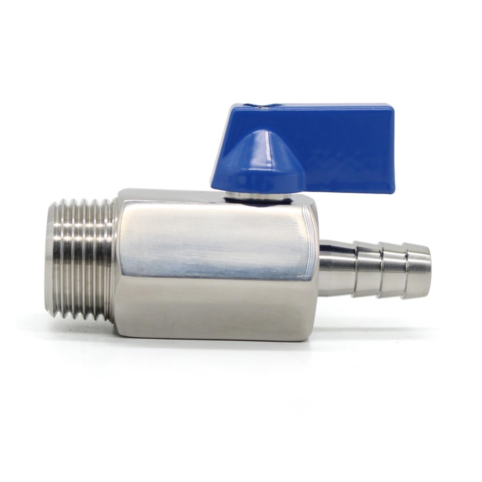 Válvula de bola de 2 vías con adaptador de rosca macho 1/2 y conexión de tubo de 10mm en acero