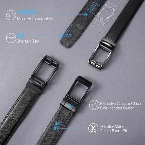 SENDEFN Men's Leather Dress Casual Belt 1 3/8" Automatic Adjustable Click Buckle Belts with Gift Box2