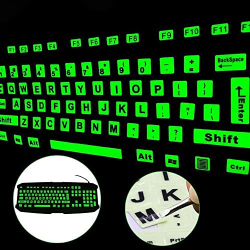 Pegatinas de Teclado en Inglés con Efecto Luz Nocturna miniatura 3