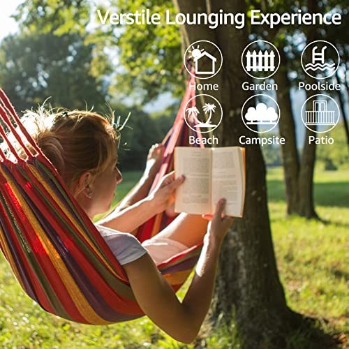 Anyoo Garden Cotton Hammock Comfortable Fabric Hammock With Tree Straps For Hanging Durable Hammock Up To 660Lbs Portable Hammock With Travel Bag,Perfect For Camping Outdoor/Indoor Patio Backyard #TOP4