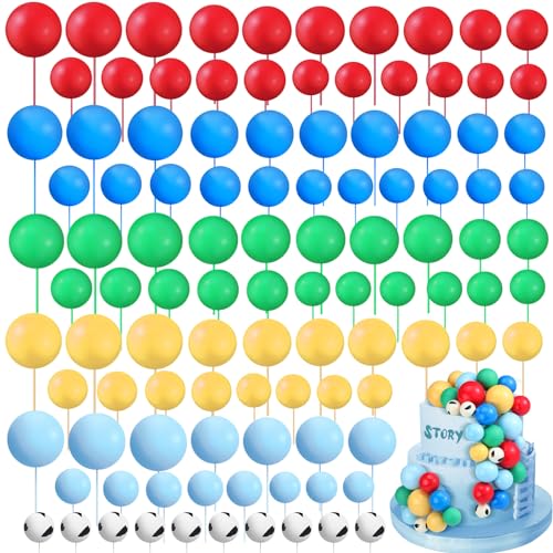 Tondiamo 108 Pcs Ball Cake Toppers, 5 Sizes for Cake Decorating, 37, A