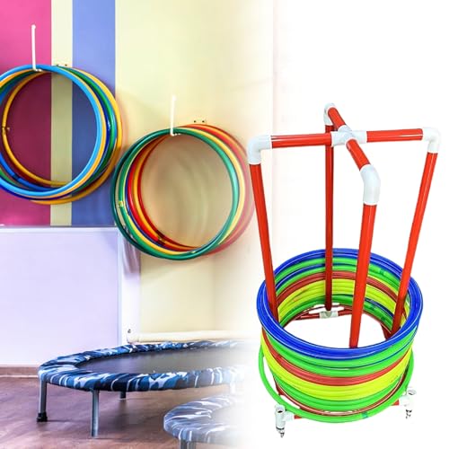 Hula Hoop Support de rangement avec roulettes, organiseur léger pour cerceaux de gymnastique, chariot de présentation d'exercice amovible