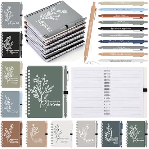 Chiisong 20 Sets Inspirational Employee Appreciation Gifts Includes Thank You Spiral Journal Boho Aesthetic Floral Notepad Motivational Ballpoint Pen Bulk Gift for Coworker Teacher (Fresh Color) Cover