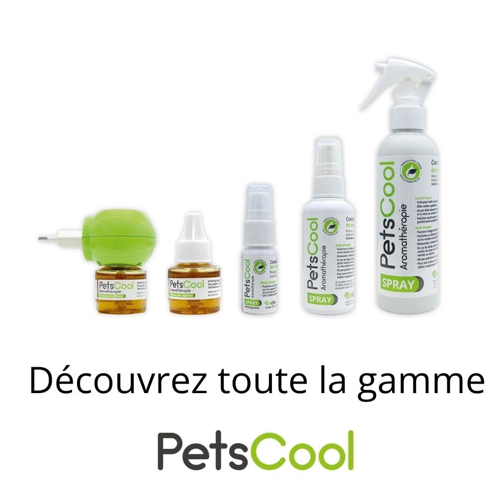 Anidev PetsCool Spray apaisant 15 ML - Anti Stress Chien Chat et NAC - Huiles essentielles valériane vétiver Sauge Basilic - Action Rapide par Inhalation - Multi espèces