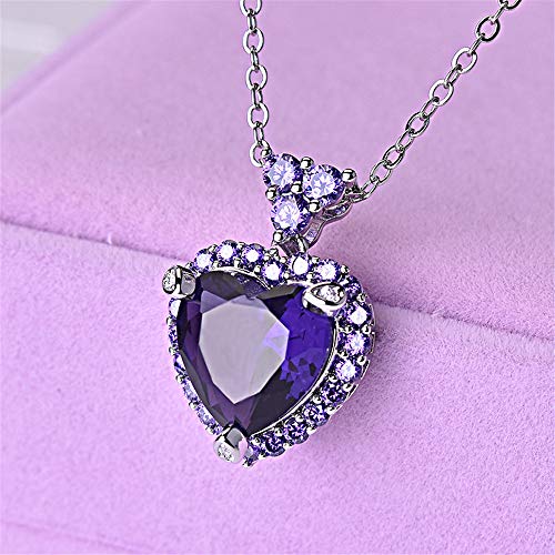 Uloveido Crystal Heart Necklace Love Pendant Wedding Valentines Jewelry for Women4
