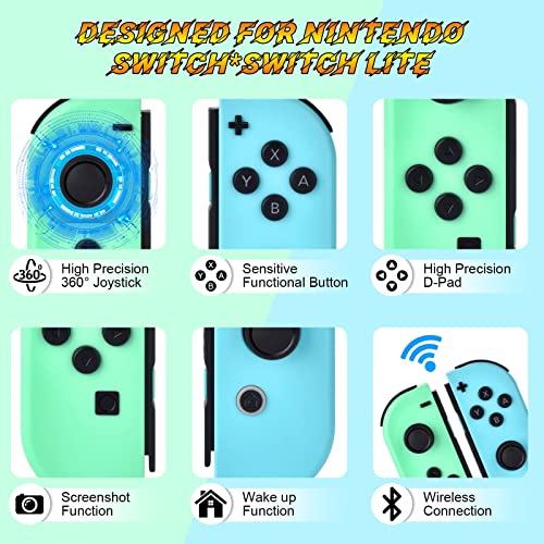 Replacement for Switch Controller Work with Switch/Lite/OLED,Wireless Gamepad Support Dual Vibration,6-Axis Gyro,Wake-up,Motion Controls,Screenshot, L/R (Green and Blue) - Image 4