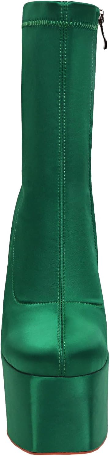 vivianly Women's Platform Ankle BootsHigh Chunky Heel Mid-Calf Boots