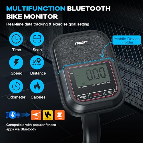 Image of Air Resistance Fan Exercise Bike, Upright Stationary Indoor Cycling Bike with Bluetooth Connection, Dual Action Handlebars and Dual-Layer Transmission System for Home Gym Cardio Training